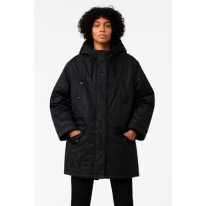 The Kooples Black Waterproof Parka Coat • NWT • Size 0 • Very Oversized Hooded